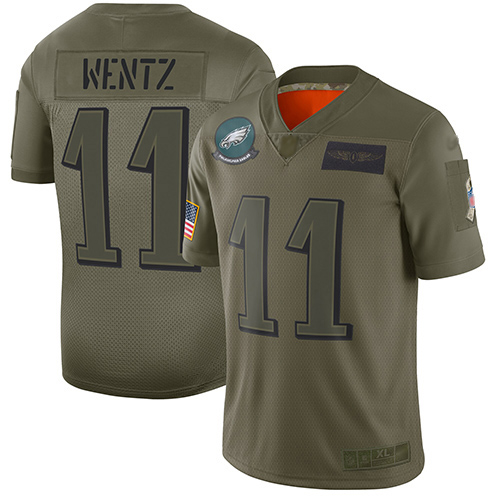 Nike Eagles #11 Carson Wentz Camo Youth Stitched NFL Limited 2019 Salute to Service Jersey