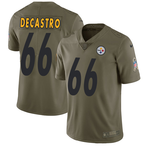 Nike Steelers #66 David DeCastro Olive Youth Stitched NFL Limited 2017 Salute to Service Jersey