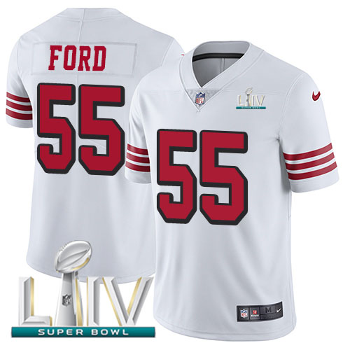 Nike 49ers #55 Dee Ford White Super Bowl LIV 2020 Rush Youth Stitched NFL Vapor Untouchable Limited Jersey