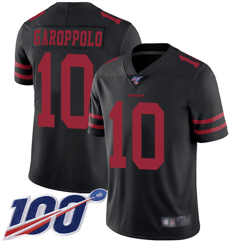 Nike 49ers #10 Jimmy Garoppolo Black Alternate Youth Stitched NFL 100th Season Vapor Limited Jersey