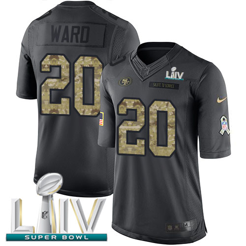 Nike 49ers #20 Jimmie Ward Black Super Bowl LIV 2020 Youth Stitched NFL Limited 2016 Salute to Service Jersey