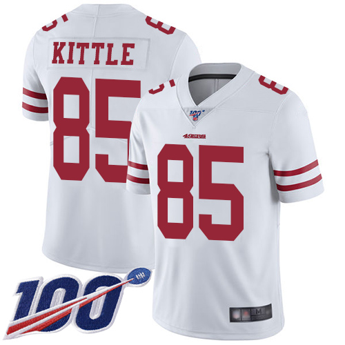 Nike 49ers #85 George Kittle White Youth Stitched NFL 100th Season Vapor Limited Jersey