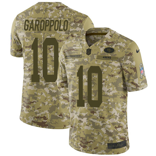 Nike 49ers #10 Jimmy Garoppolo Camo Youth Stitched NFL Limited 2018 Salute to Service Jersey