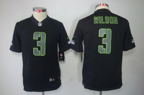 Nike Seahawks #3 Russell Wilson Black Impact Youth Stitched NFL Limited Jersey