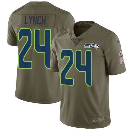 Nike Seahawks #24 Marshawn Lynch Olive Youth Stitched NFL Limited 2017 Salute to Service Jersey