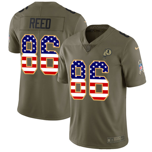 Nike Redskins #86 Jordan Reed Olive/USA Flag Youth Stitched NFL Limited 2017 Salute to Service Jersey
