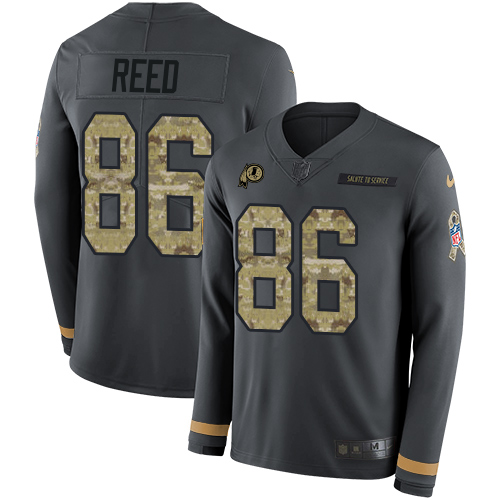Nike Redskins #86 Jordan Reed Anthracite Salute to Service Youth Stitched NFL Limited Therma Long Sleeve Jersey
