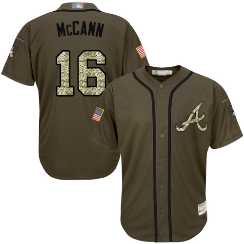 Braves #16 Brian McCann Green Salute to Service Stitched Youth MLB Jersey Braves #16 Brian McCann Green Salute to Service Stitched Youth MLB Jersey