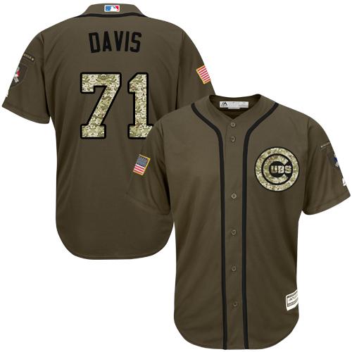 Cubs #71 Wade Davis Green Salute to Service Stitched Youth MLB Jersey