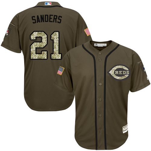 Reds #21 Reggie Sanders Green Salute to Service Stitched Youth MLB Jersey Reds #21 Reggie Sanders Green Salute to Service Stitched Youth MLB Jersey