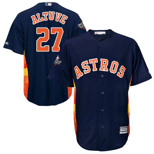 Astros #27 Jose Altuve Navy Blue Cool Base 2019 World Series Bound Stitched Youth MLB Jersey
