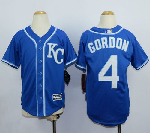 Royals #4 Alex Gordon Blue Cool Base Stitched Youth MLB Jersey Royals #4 Alex Gordon Blue Cool Base Stitched Youth MLB Jersey
