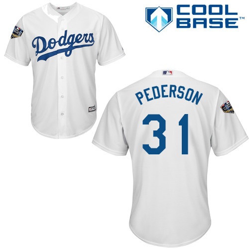 Dodgers #31 Joc Pederson White Cool Base 2018 World Series Stitched Youth MLB Jersey Dodgers #31 Joc Pederson White Cool Base 2018 World Series Stitched Youth MLB Jersey