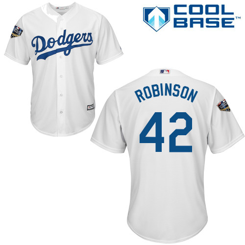 Dodgers #42 Jackie Robinson White Cool Base 2018 World Series Stitched Youth MLB Jersey Dodgers #42 Jackie Robinson White Cool Base 2018 World Series Stitched Youth MLB Jersey