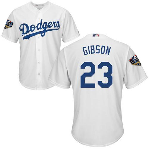 Dodgers #23 Kirk Gibson White Cool Base 2018 World Series Stitched Youth MLB Jersey Dodgers #23 Kirk Gibson White Cool Base 2018 World Series Stitched Youth MLB Jersey