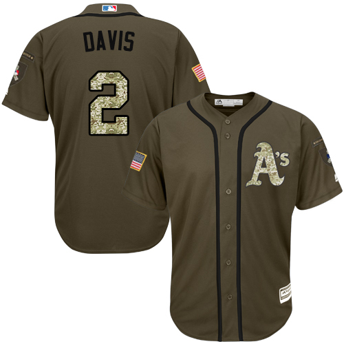 Athletics #2 Khris Davis Green Salute to Service Stitched Youth MLB Jersey
