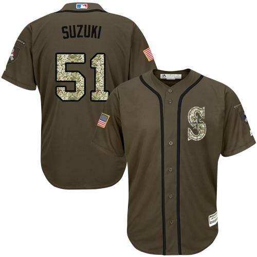 Mariners #51 Ichiro Suzuki Green Salute to Service Stitched Youth MLB Jersey Mariners #51 Ichiro Suzuki Green Salute to Service Stitched Youth MLB Jersey