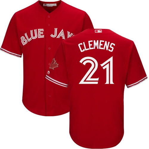 Blue Jays #21 Roger Clemens Red Cool Base Canada Day Stitched Youth MLB Jersey