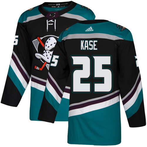 Adidas Ducks #25 Ondrej Kase Black/Teal Alternate Authentic Youth Stitched NHL Jersey