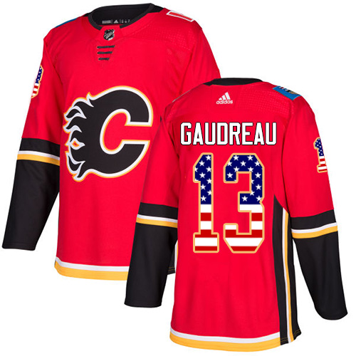 Adidas Flames #13 Johnny Gaudreau Red Home Authentic USA Flag Stitched Youth NHL Jersey Adidas Flames #13 Johnny Gaudreau Red Home Authentic USA Flag Stitched Youth NHL Jersey