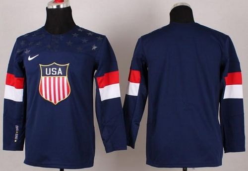 2014 Olympic Team USA Blank Navy Blue Stitched Youth NHL Jersey