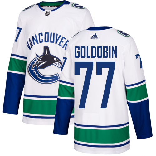 Adidas Canucks #77 Nikolay Goldobin White Road Authentic Youth Stitched NHL Jersey