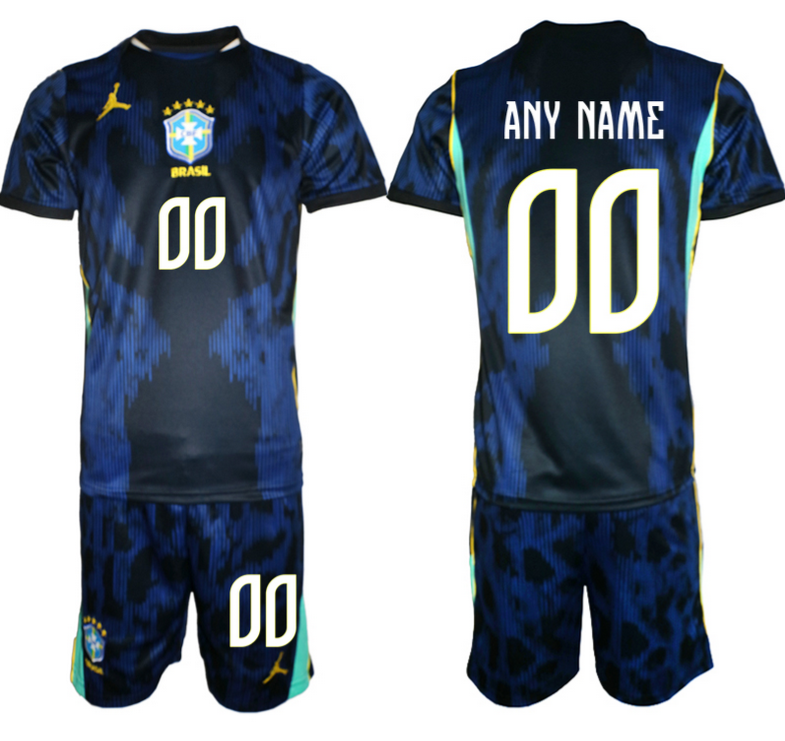 Youth Brazil Custom Blue 2026 Away Soccer Jersey Suit
