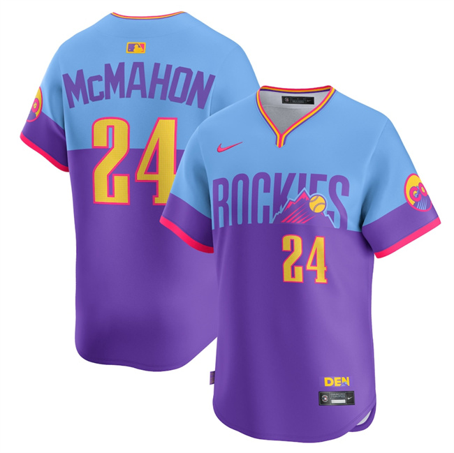 Youth Colorado Rockies #24 Ryan McMahon Purple/Light Blue 2025 City Connect Limited Stitched Baseball Jersey