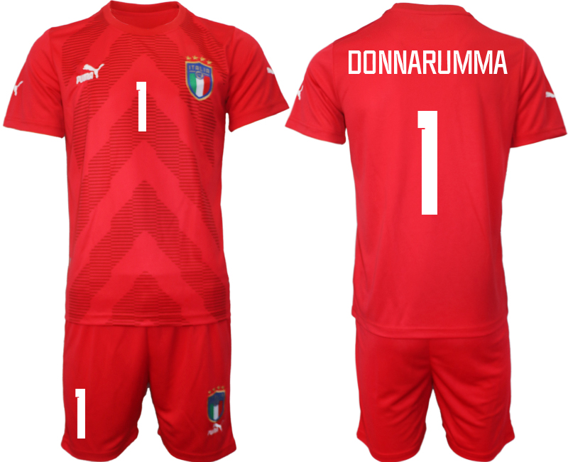 Men's Italy #1 Donnarumma Red Goalkeeper Soccer Jersey Suit