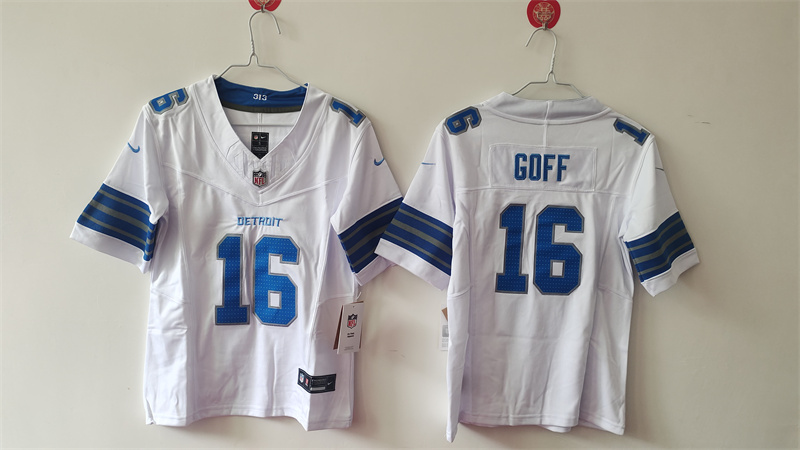 Youth Detroit Lions #16 Jared Goff White 2024 F.U.S.E. Vapor Limited Stitched Jersey