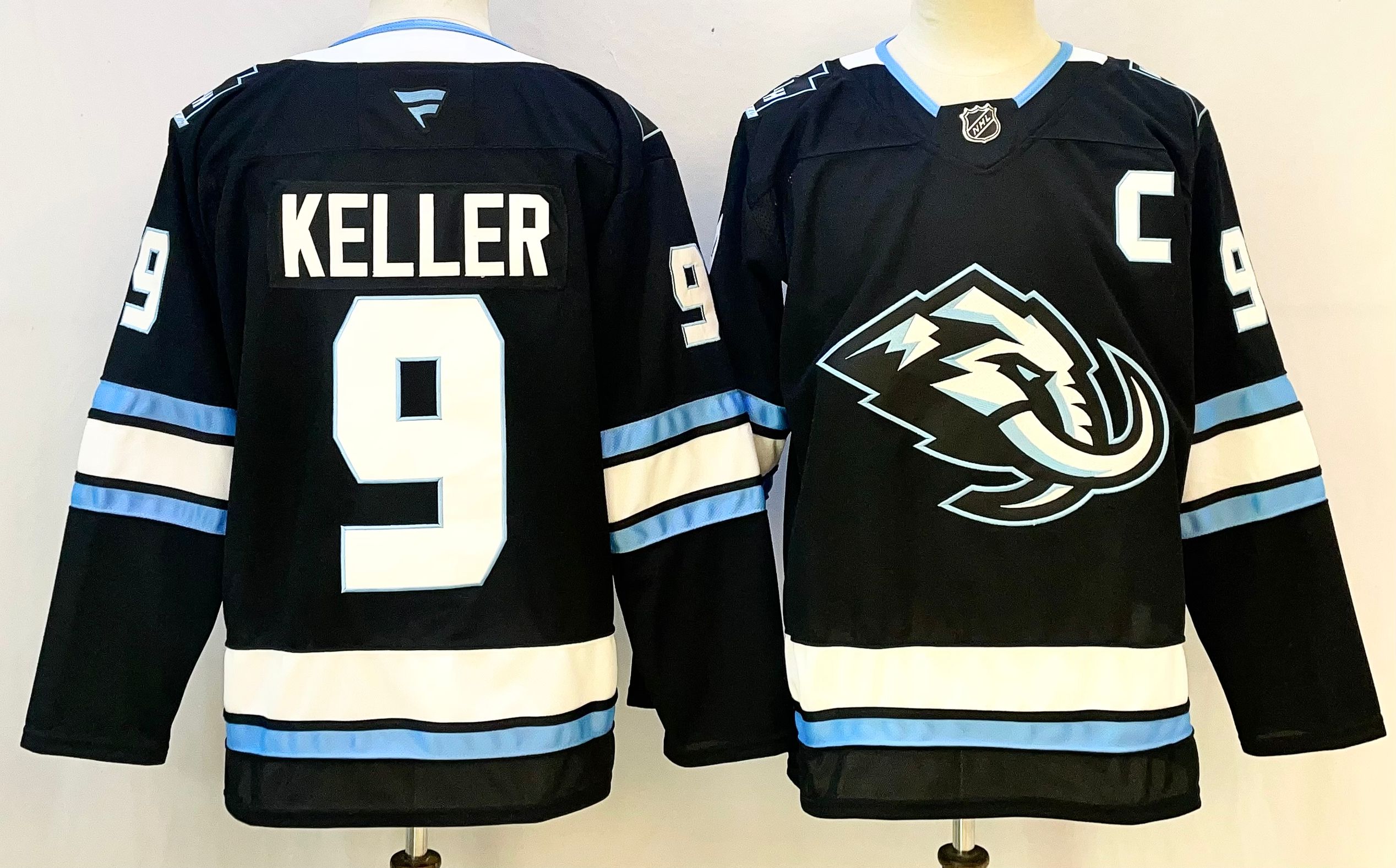 Men's Utah Mammoth #9 Clayton Keller Navy 2025 With C Patch Stitched Jersey