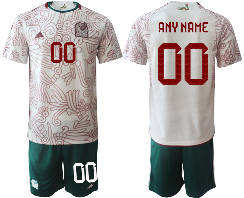 Men's Mexico Custom White Away Soccer Jersey Suit