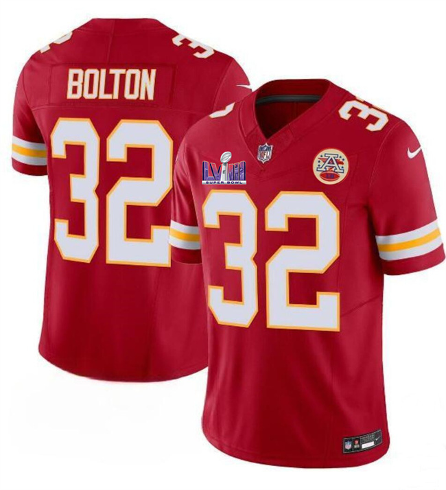 Youth Kansas City Chiefs #32 Nick Bolton Red Super Bowl LVIII Patch 2023 F.U.S.E. Vapor Untouchable Limited Stitched Jersey