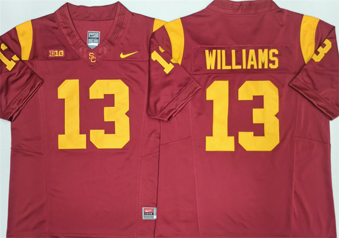 Men's USC Trojans #13 Caleb Williams F.U.S.E. Red Stitched Jersey