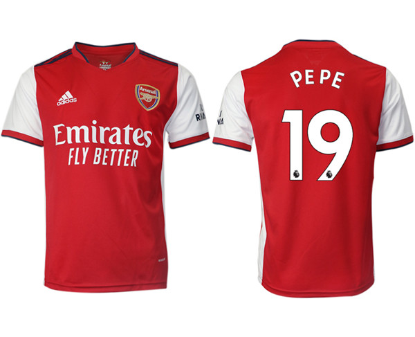 Arsenal F.C #19 Nicolas Pépé Red Home Soccer Jersey