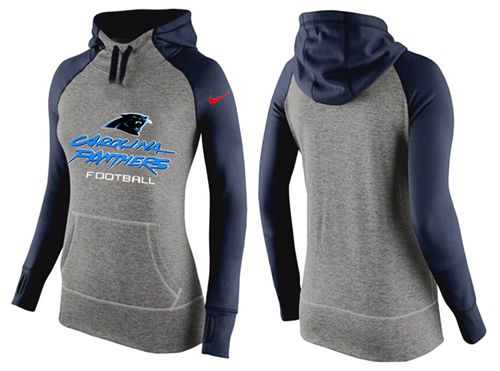 Women's Nike Carolina Panthers Performance Hoodie Grey & Dark Blue