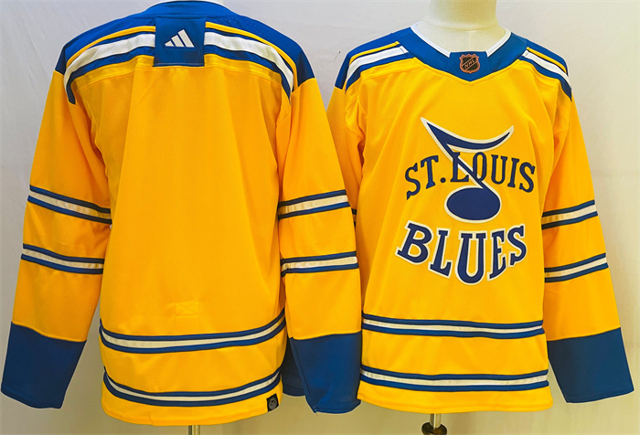 Men's St. Louis Blues Blank Yellow 2022-23 Reverse Retro Stitched Jersey