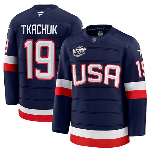Youth USA #19 Matthew Tkachuk Navy 2025 4 Nations Face-Off Stitched Jersey