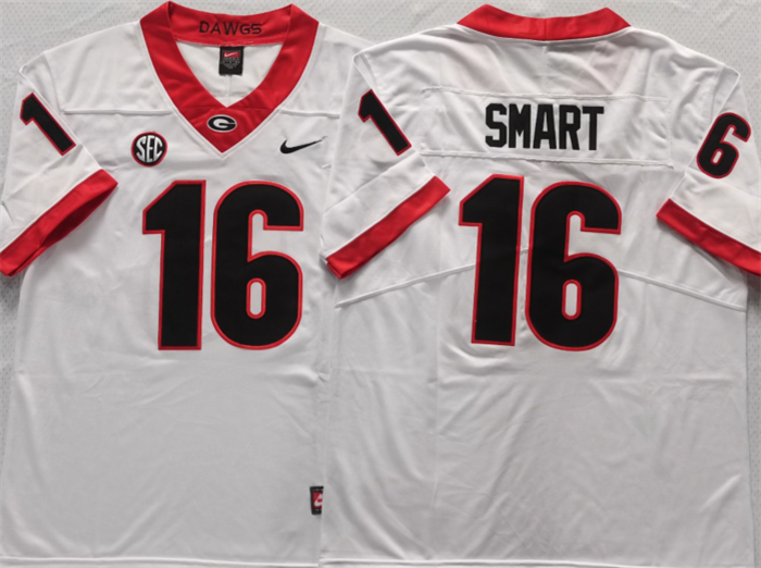 Georgia Bulldogs #16 Smart White Stitched Jersey