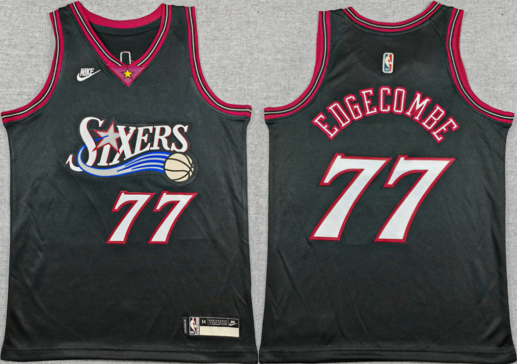 Youth Philadelphia 76ers #77 V. J. Edgecombe Black 2025-26 Classic Edition Stitched Jersey