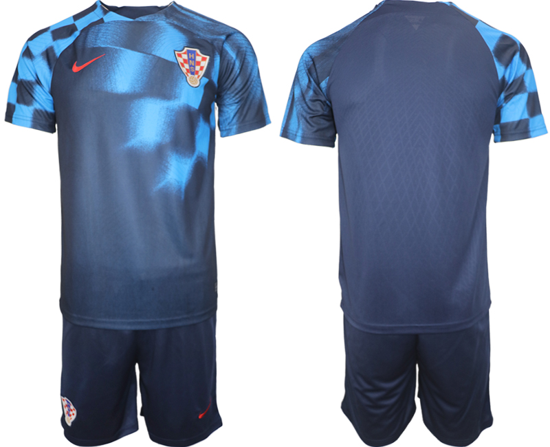 Men's Croatia Custom Navy Away Soccer Jersey Suit