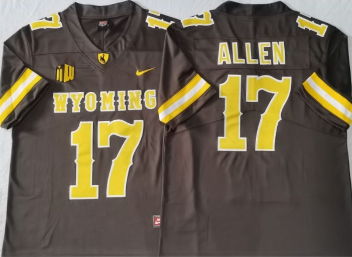 Men's Wyoming Cowboys #17 Josh Allen Brown Stitched College Football Jersey