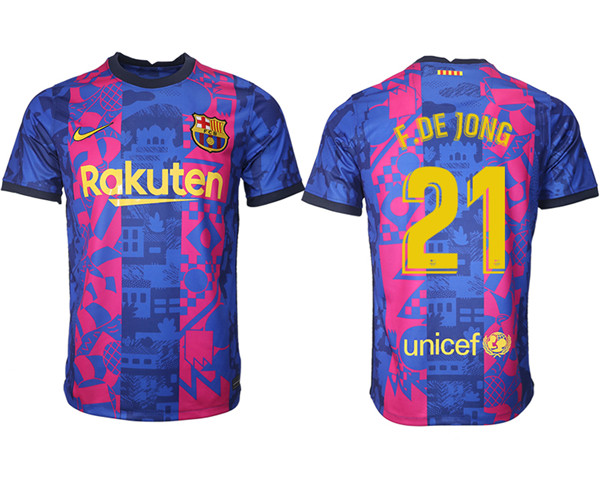 Men's Barcelona #21 Frenkie de Jong 2021/22 training suit aaa version Soccer Jersey