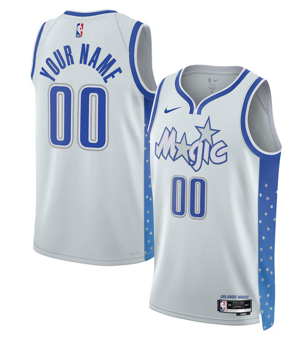 Men's Orlando Magic Active Player Custom Silver 2025/26 City Edition Swingman Basketball Jersey