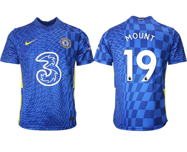 Men's Chelsea #19 Mason Mount 2021/22 Blue Home Soccer Jersey