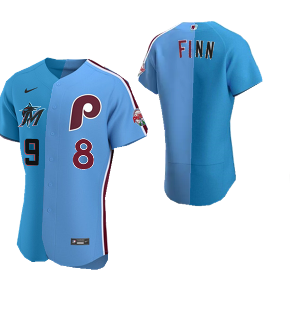 Men's Customized Phillies/Mariners Split Stitched Baseball Jersey