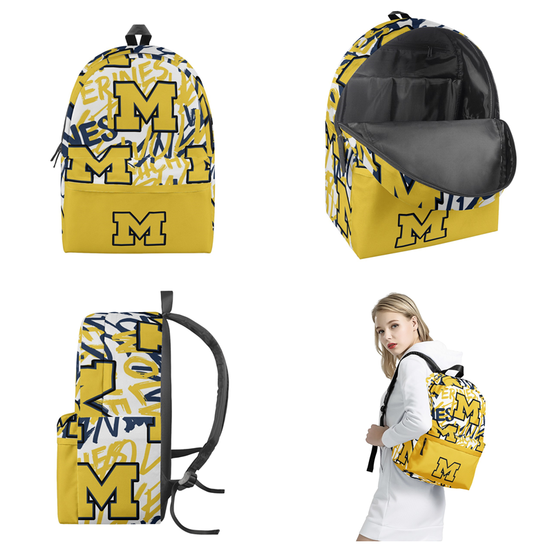 Michigan Wolverines All Over Print Polyester Backpack 001