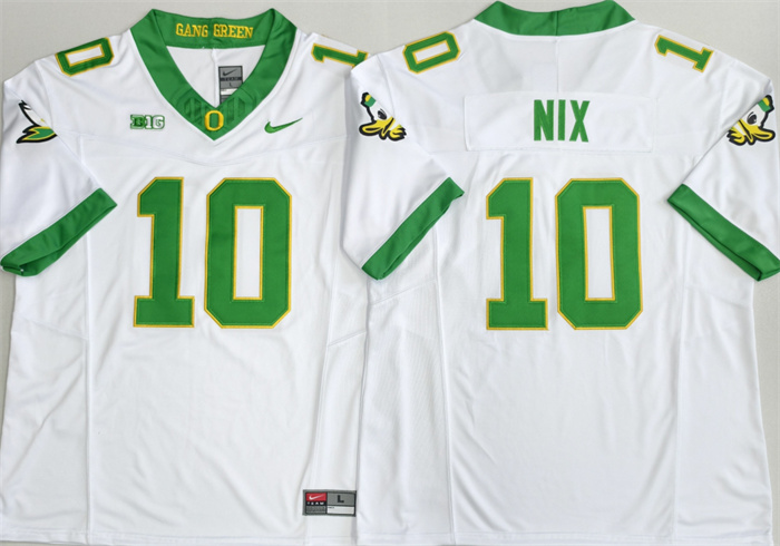 Men's Oregon Ducks #10 Bo Nix White 2026 F.U.S.E. Stitched Jersey