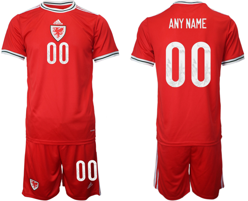 Men's Wales Custom Red Home Soccer Jersey Suit