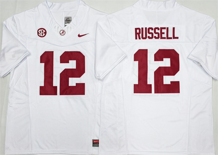 Men's Alabama Crimson Tide #12 Keelon Russell White 2026 F.U.S.E Stitched Football Jersey